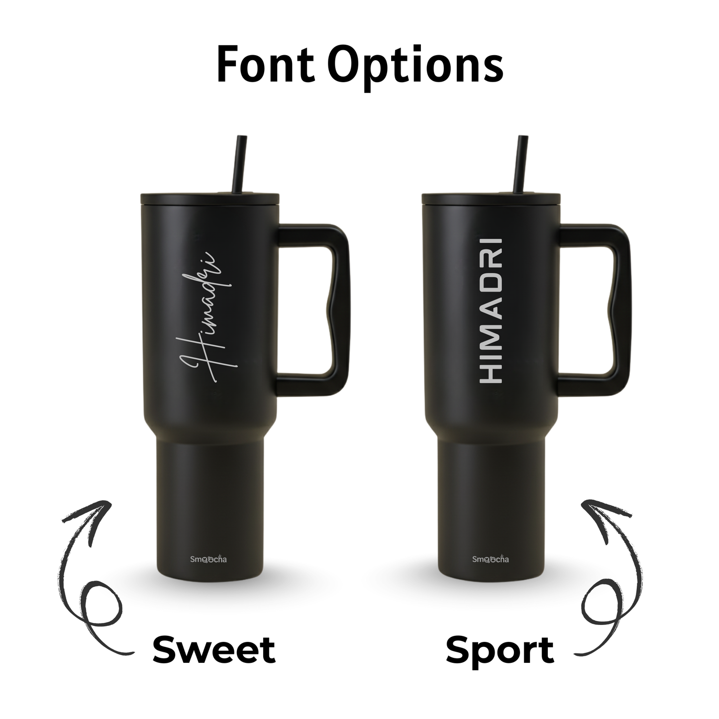 Personalized Tumbler With Straw and Lid, Stainless Steel, Insulated - 1200ml