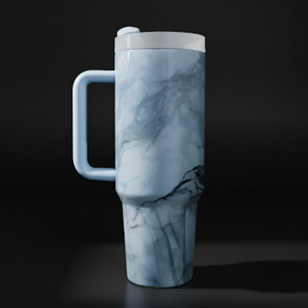 marble design tumbler blue