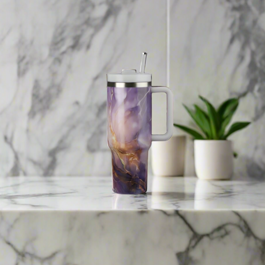 marble design tumbler purple