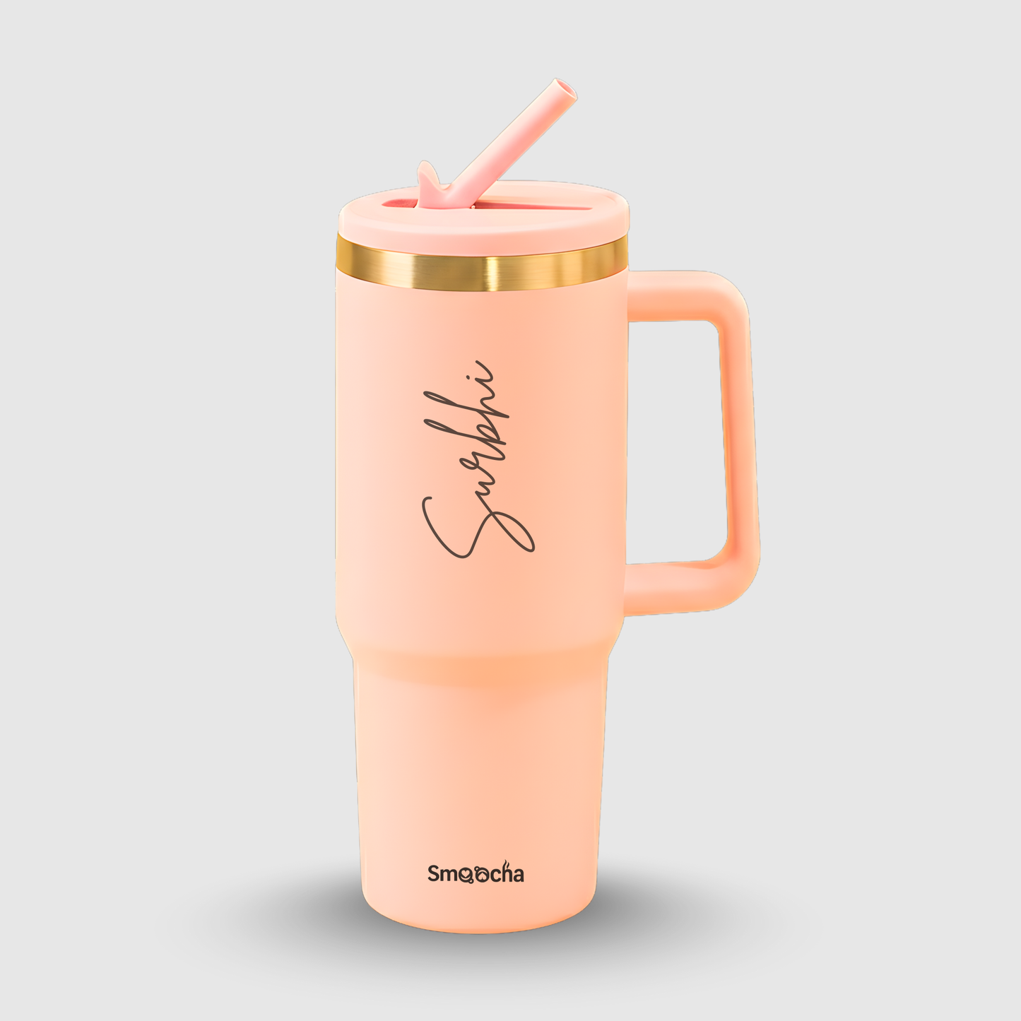 Personalized Tumbler with Straw India  - Stainless Steel, Insulated - 1200ml