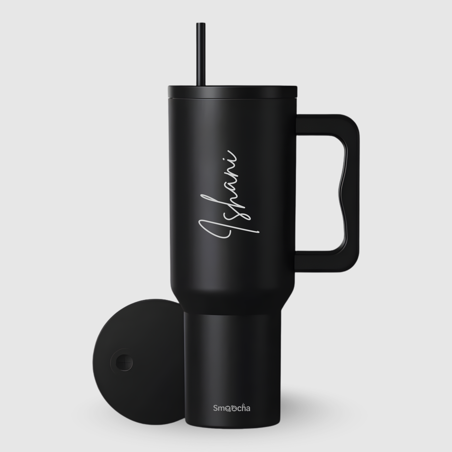 Personalized Tumbler with Straw and Handle - Stainless Steel, Insulated - 1200ml