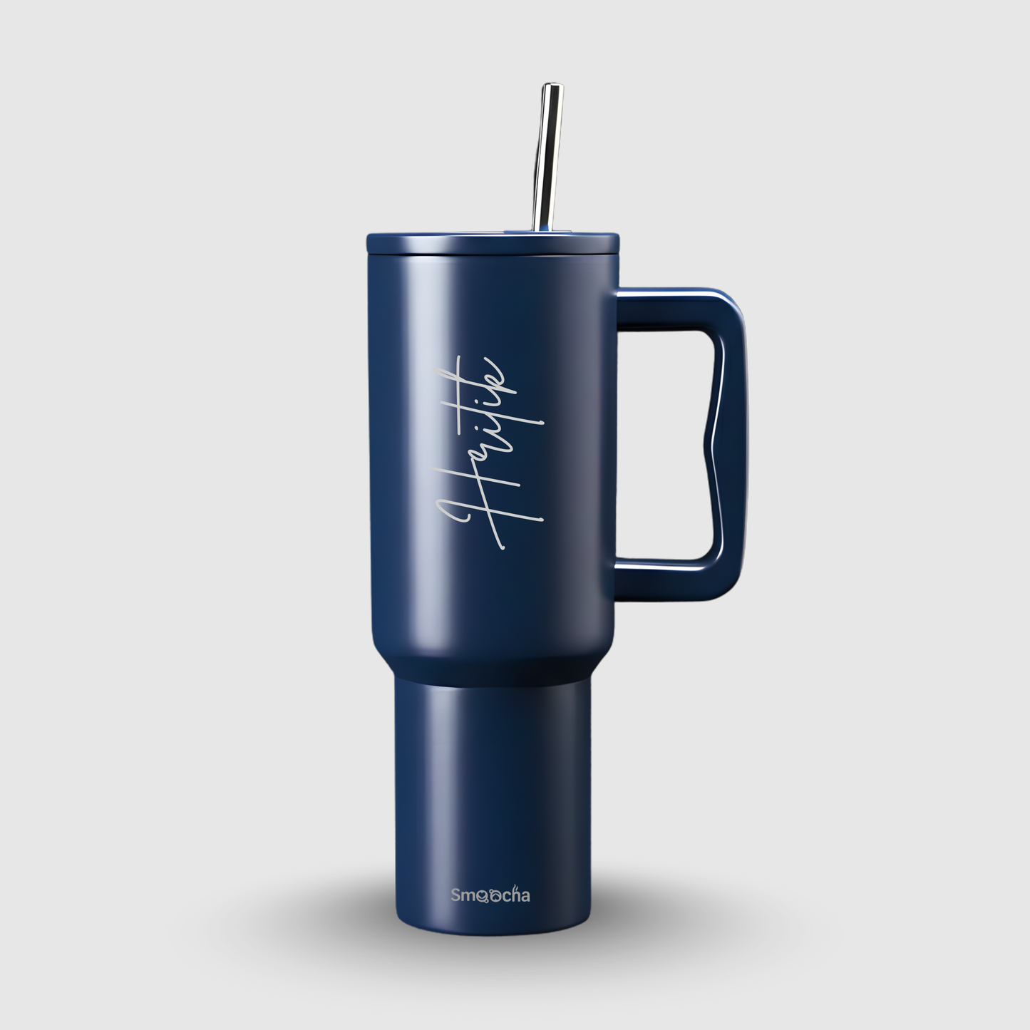 Personalized Tumbler with Straw and Handle - Stainless Steel, Insulated - 1200ml