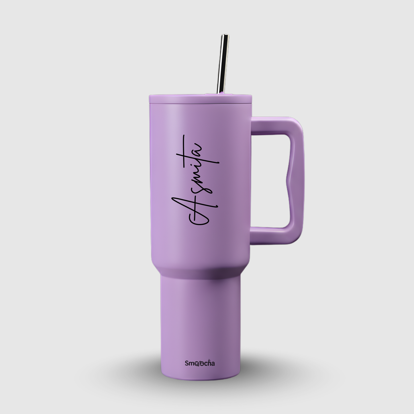 Personalized Tumbler with Straw and Handle - Stainless Steel, Insulated - 1200ml