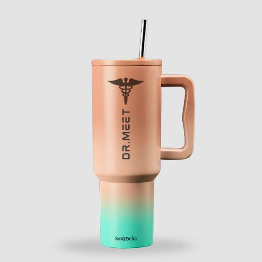 Pink and Blue Personalized Tumbler for Doctor - Stainless Steel, Insulated - 1200ml
