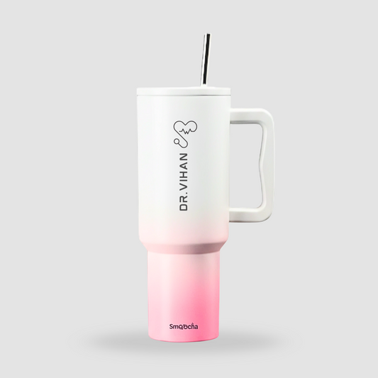 Pink and Blue Personalized Tumbler for Doctor - Stainless Steel, Insulated - 1200ml