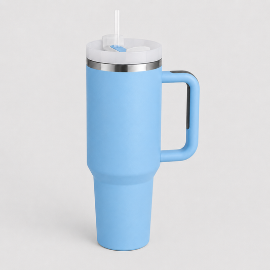 Tumbler with Handle and Straw Lid Double Wall Stainless Steel - 1200ml