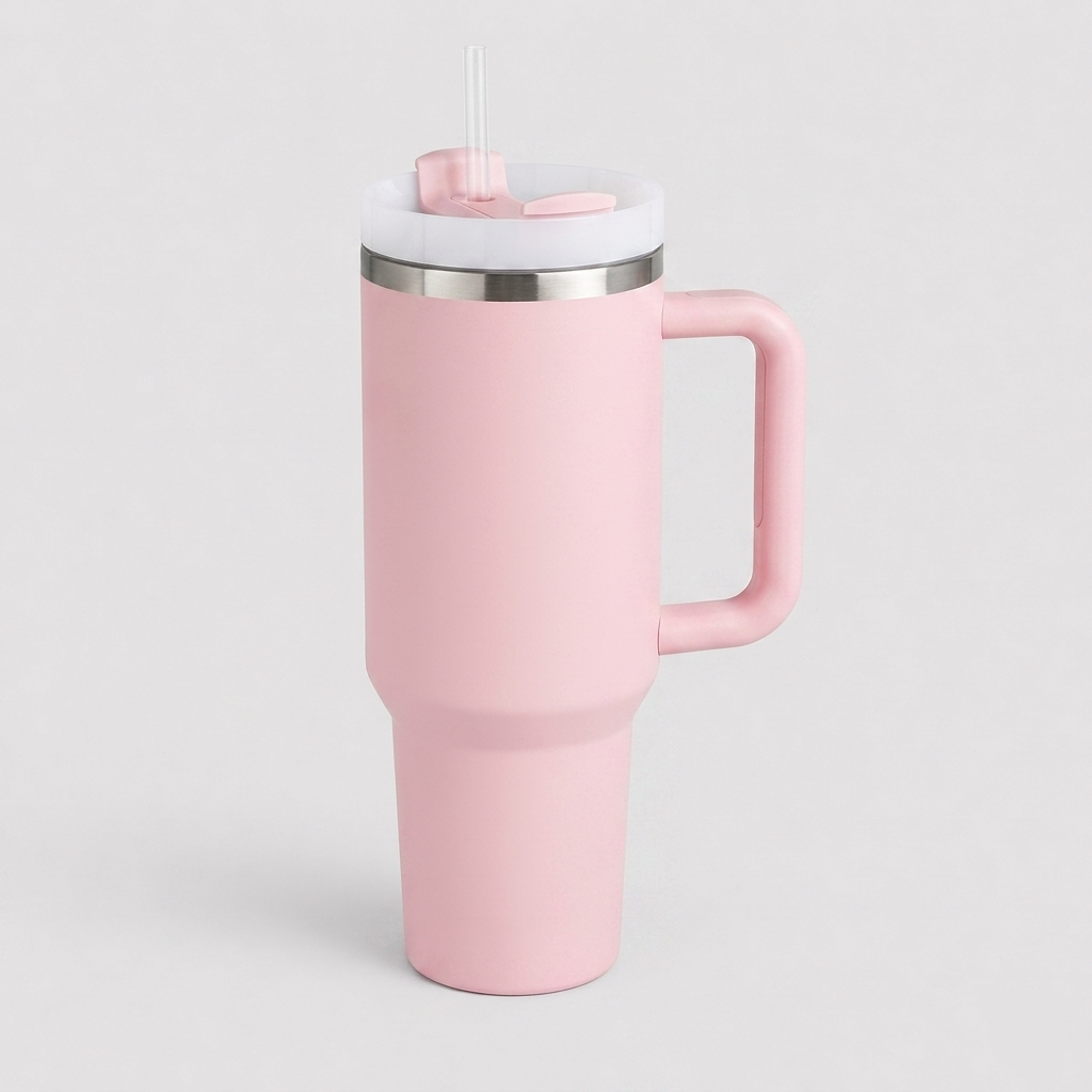 Tumbler with Handle and Straw Lid Double Wall Stainless Steel - 1200ml