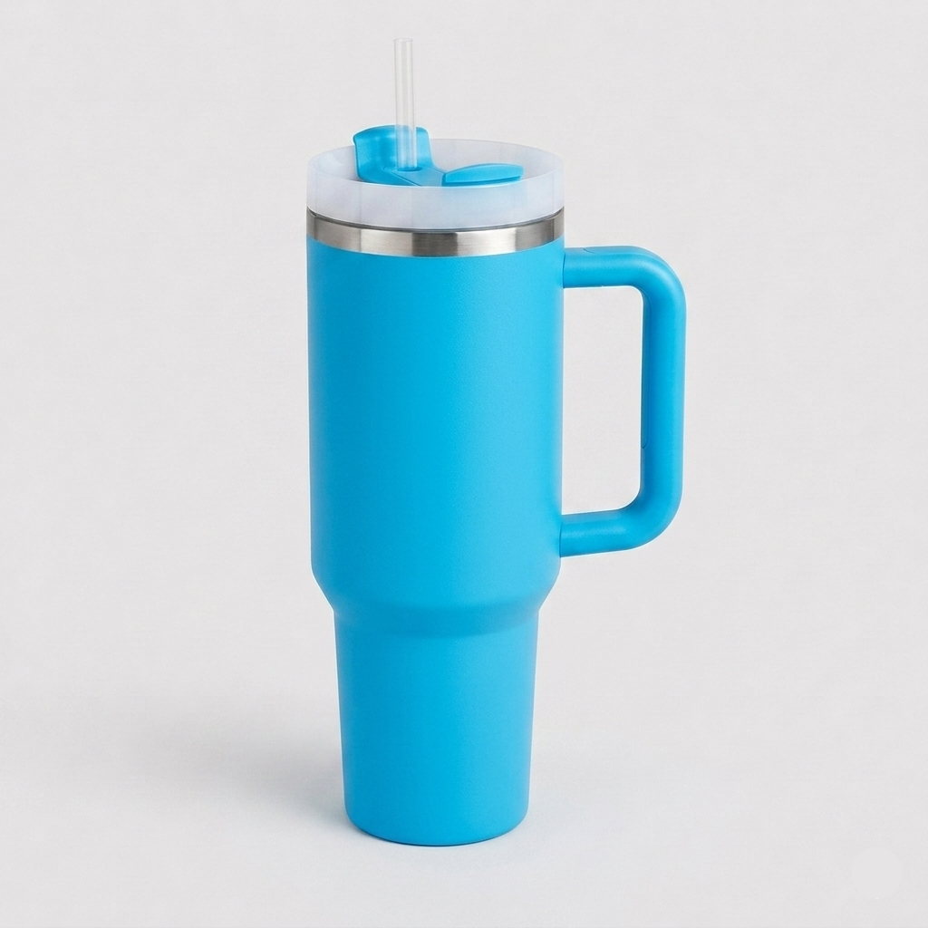 Tumbler with Handle and Straw Lid Double Wall Stainless Steel - 1200ml