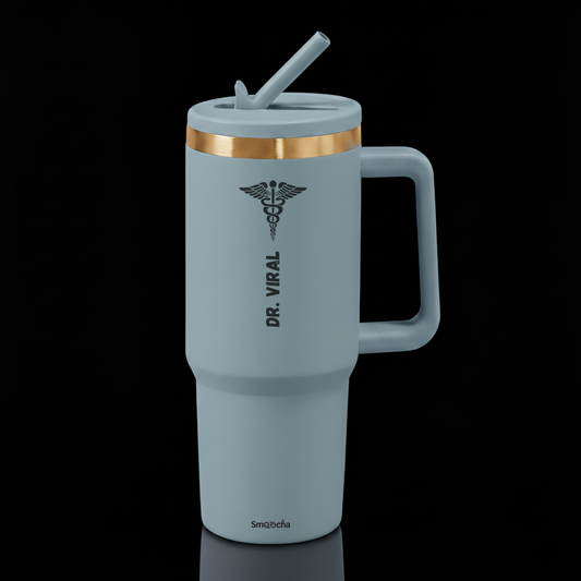 customized tumbler for doctor sky blue