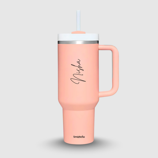 Personalized Tumbler With Straw and Lid, Stainless Steel, Insulated - 1200ml