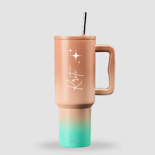 Customized Pink and Blue Tumbler with Emojis - Stainless Steel 1200ml