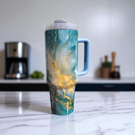 marble design tumbler green