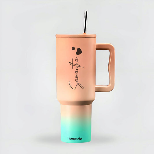Customized Pink and Blue Tumbler with Emojis - Stainless Steel 1200ml