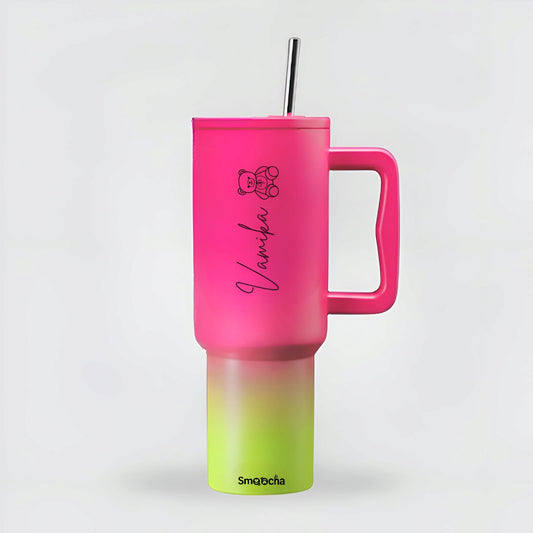 Customized Pink and Blue Tumbler with Emojis - Stainless Steel 1200ml