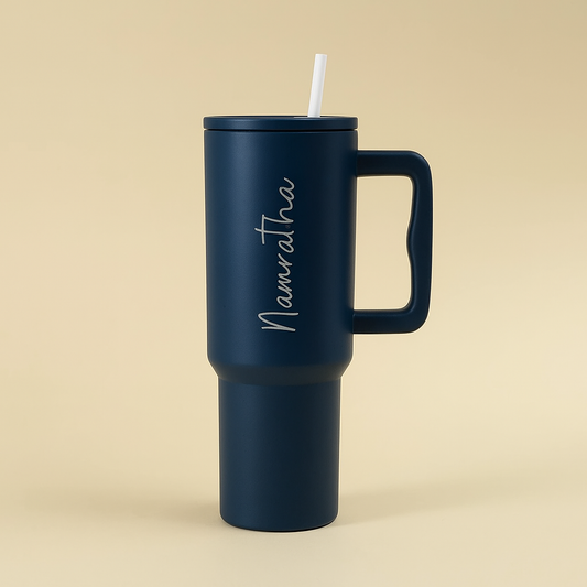 navy blk tumbler with straw