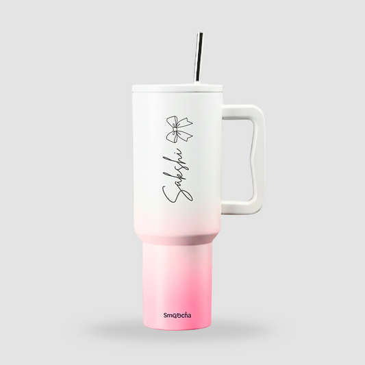 Customized Pink and Blue Tumbler with Emojis - Stainless Steel 1200ml
