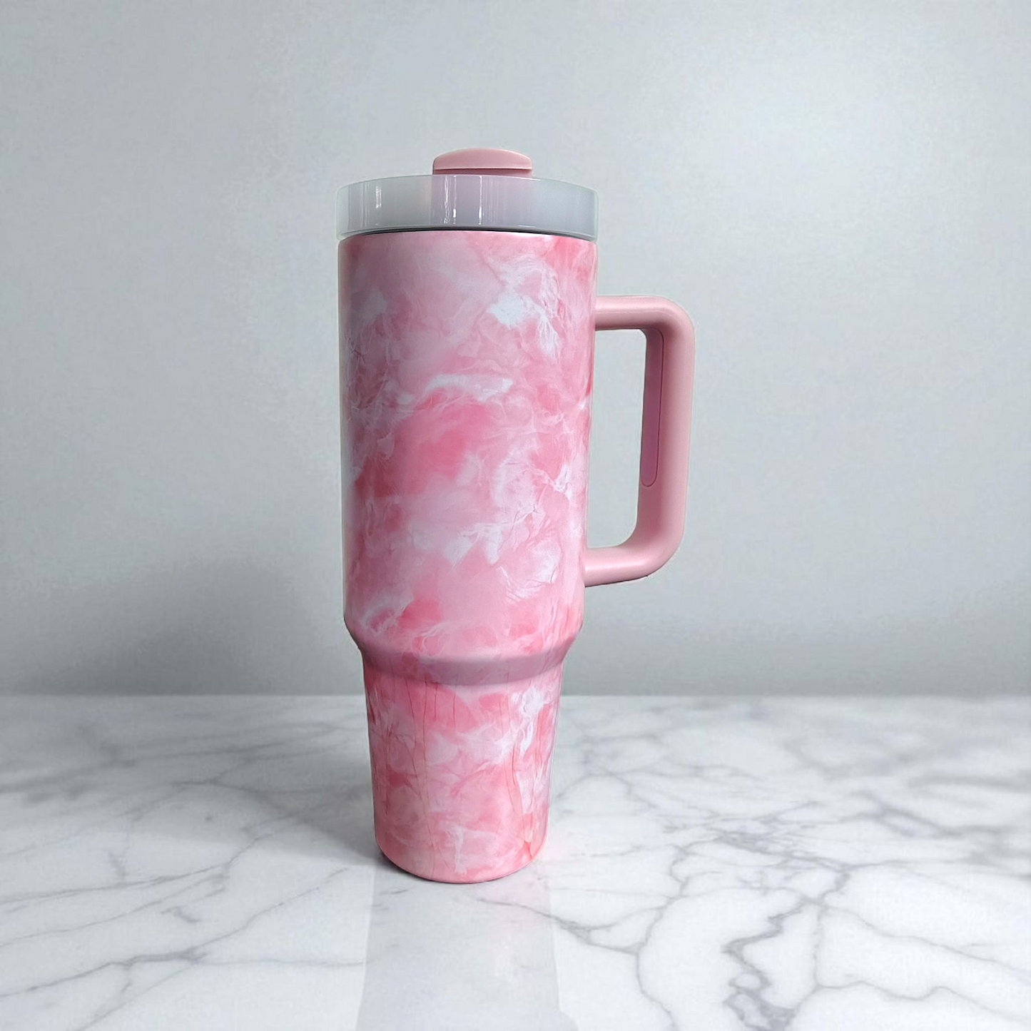 stanley pink marble tumbler